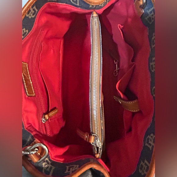 Dooney & Bourke DB Logo Denim Satchel Crossbody Bag Authentic - Picture 8 of 11